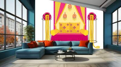 indian wedding floral backdrop decoration for haldi mehendi sangeet festival ceremony Wall mural