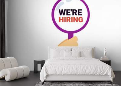 We are hiring background with magnifying glass, job vacancy concept flat vector illustration. Wall mural