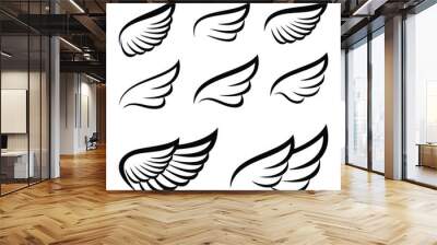 Wings. Set of Wing. Wing icon vector. Wing icon design illustration. Wing icon collection. Wing icons set. Wing logo. Wall mural