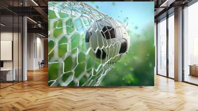 soccer ball in goal net Wall mural