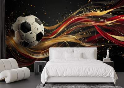 Soccer ball with german national flag colors background Wall mural