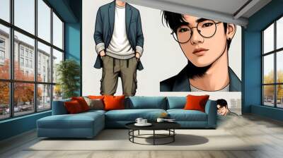 Cartoon Fashion Cool Boy Wall mural