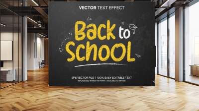 back to school chalk on blackboard background editable text effect Wall mural