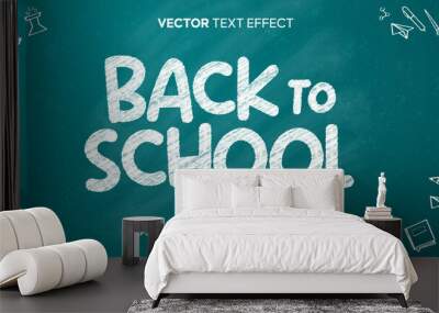 back to school chalk on board editable text effect Wall mural