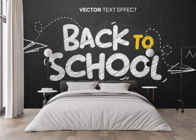 blackboard back to school chalk editable text effect Wall mural