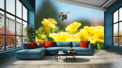 bee on flower Wall mural