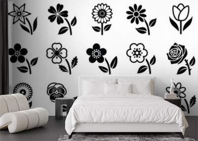 Flower icon collection - illustration  Wall mural