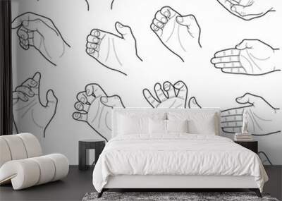 Hand collection - vector line illustration Wall mural