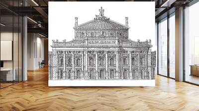 Historical building - Burgtheater - Vienna (Austria) / Vintage illustration from Meyers Konversations-Lexikon 1897 Wall mural