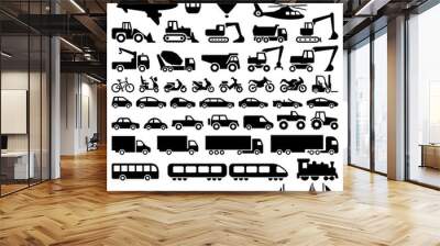 Transport icon collection - vector silhouette Wall mural