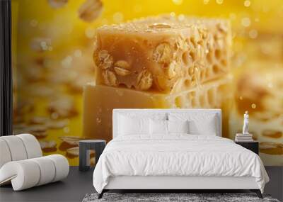 A collection of homemade soap bars with natural ingredients Wall mural