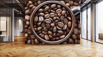 Coffee Beans Overflowing from a Mug. AI Generated Wall mural