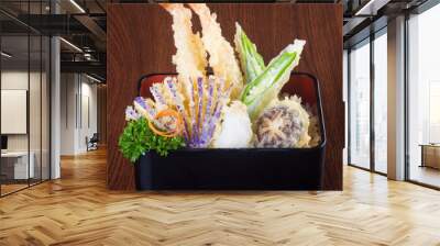 japanese cuisine. tempura. Deep fried mix vegetable on the backg Wall mural