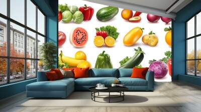 Assorted Fresh Vegetables and Fruits Wall mural