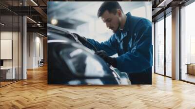 Automotive Technician Working on Car Wall mural