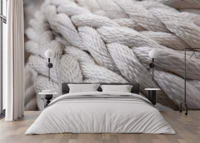 Bundle of white ship ropes Wall mural