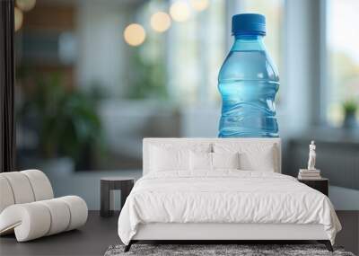 Crystal Clear: Refreshing Water Bottle on a Bright Day Wall mural