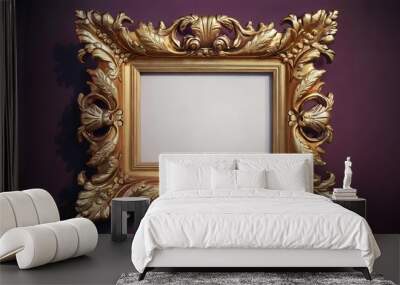 Golden baroque frame on purple background

 Wall mural