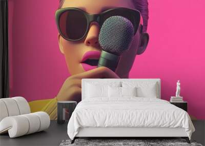 Modern Singer with Microphone Wall mural