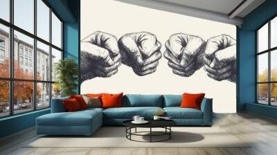 The Power of Unity: Fists Symbolizing Strength and Solidarity Wall mural