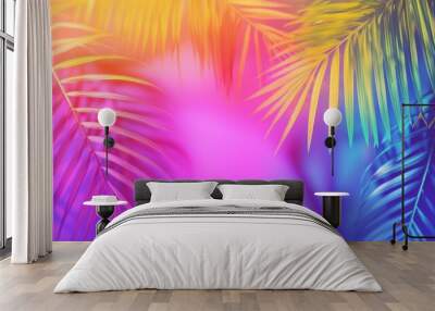 Vibrant Tropical Background with Palm Leaves Wall mural