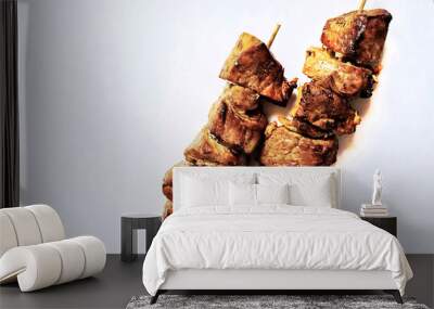 Grilled Meat isolated over White. Wall mural