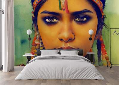 Beautiful indian woman. Young model girl. Wall mural