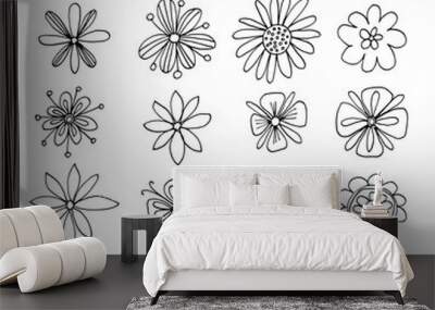 Vector set of doodle flower icons Wall mural