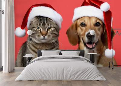 christmas cat and dog Wall mural