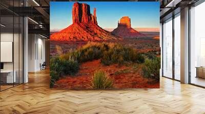 Scenic Monument valley desert landscape at sunset Utah Arizona USA Wall mural