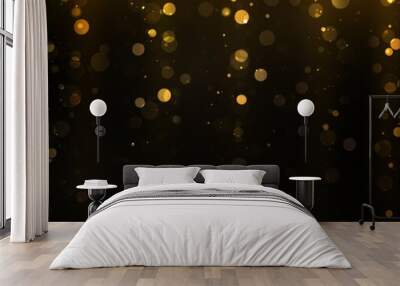 Glowing yellow circles bokeh abstract gold luxury background. Vector yellow sparkling light explosion backdrop. Shiny volume star dust golden light. Wall mural