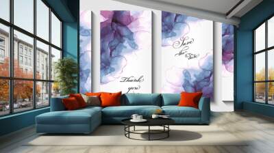 Modern creative design,  background marble texture. Wedding invitation.  Alcohol ink. Vector illustration. Wall mural