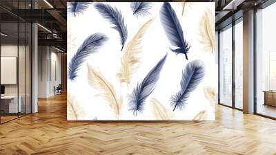 Seamless pattern with feathers. Vector illustration. EPS 10 Wall mural