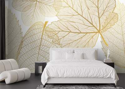 Seamless pattern with leaves. Vector illustration. Wall mural