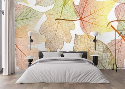 Seamless pattern with leaves. Vector illustration. Wall mural