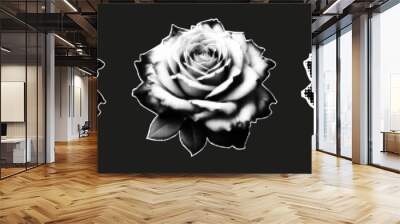 Black Rose retro halftone collage sticker set Wall mural