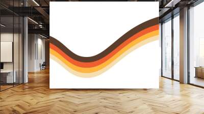 Retro vintage stripes background of the 70s style. Abstract shapes design graphic 1970s backdrop. Vector element illustration flat style isolated on white background Wall mural