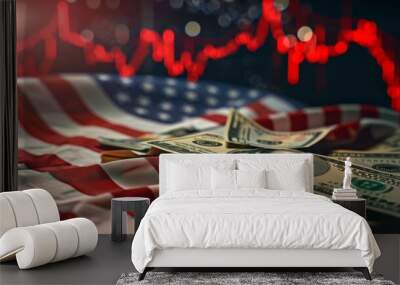 American Flag and Currency Display Wall mural