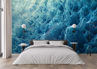 Blue bacteria with surface receptors Wall mural