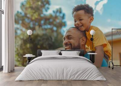 Father and Son Smiling Outdoors Wall mural