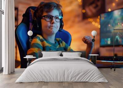 The child playing computer game Wall mural