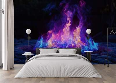 The Colorful Flames in Fire Wall mural