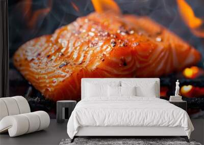 The grilled salmon fillet Wall mural