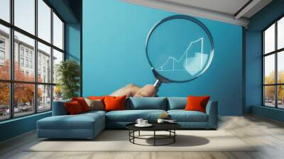 The magnifying glass over graph Wall mural