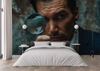 The man with magnifying glass Wall mural