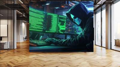 The Mysterious Cybersecurity Hacker Wall mural