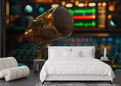 The vintage studio microphone Wall mural