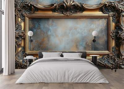 Ornate Gold Frame Against a Textured Background Wall mural