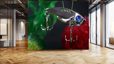 Artificial lures made of metal and plastic with sharp hooks are ideal for fishing for predatory fish Wall mural