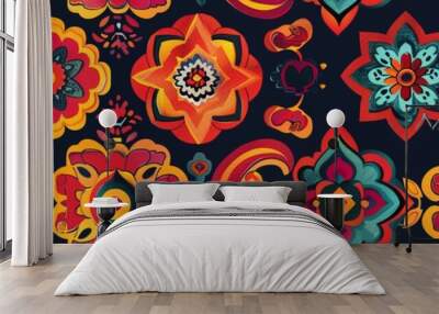 colorful hispanic heritage pattern banner background Wall mural